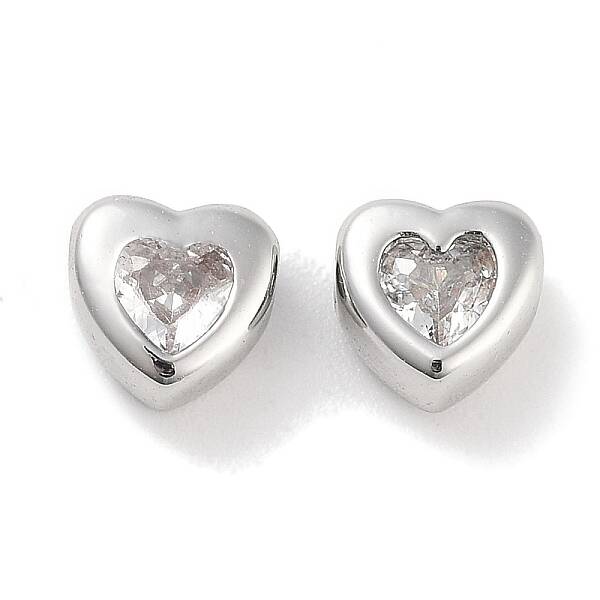 Brass Micro Pave Cubic Zirconia Beads