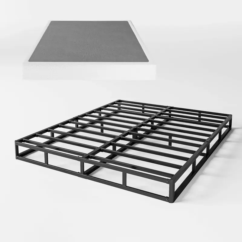 Aardhen Queen Size 7 Inch Box Spring & Low Profile Metal Platform/Bed Frame with Steel Slat Support/Quiet Noise-Free/Easy Ass...