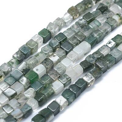 Natural Moss Agate Beads Strands
