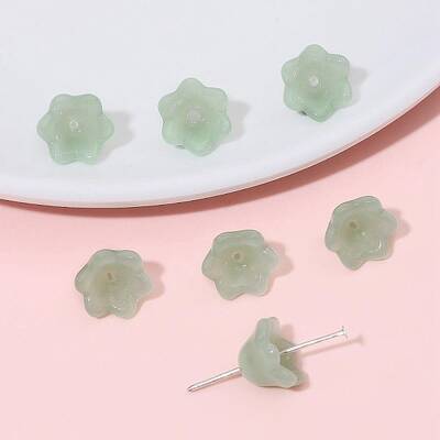 10Pcs Gradient Color Transparent Glass Bead Caps