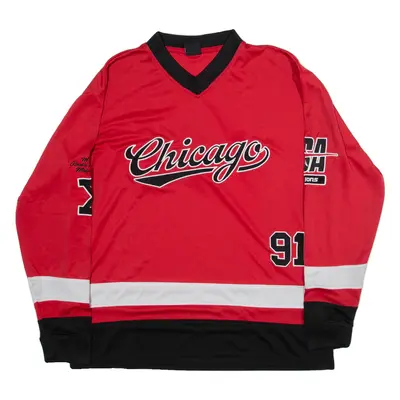 FSBN Chicago Mens Jersey Red Long Sleeve USA V-Neck M