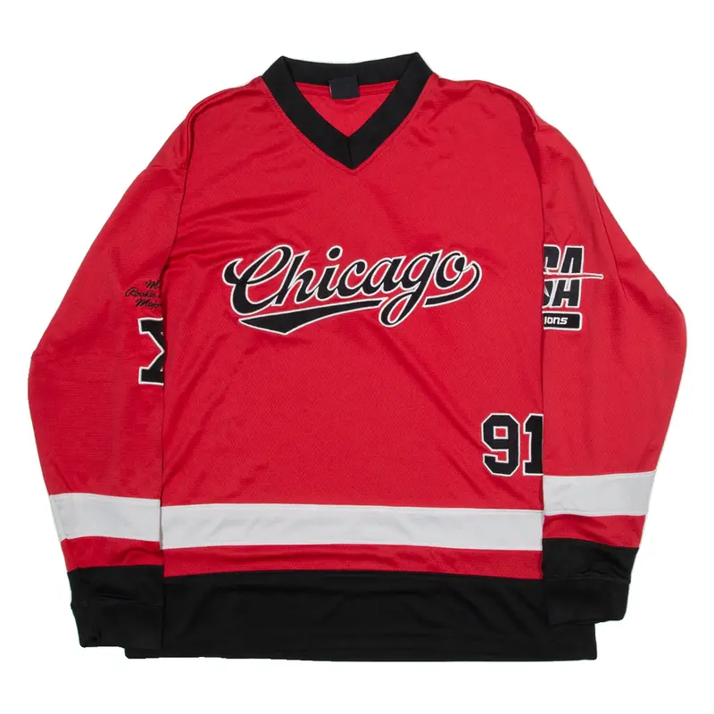 FSBN Chicago Mens Jersey Red Long Sleeve USA V-Neck M