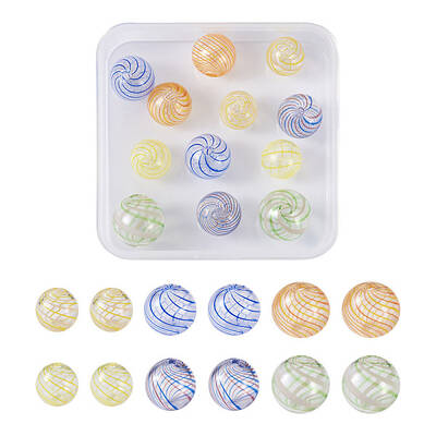12Pcs 6 Style Transparent Handmade Blown Glass Globe Beads