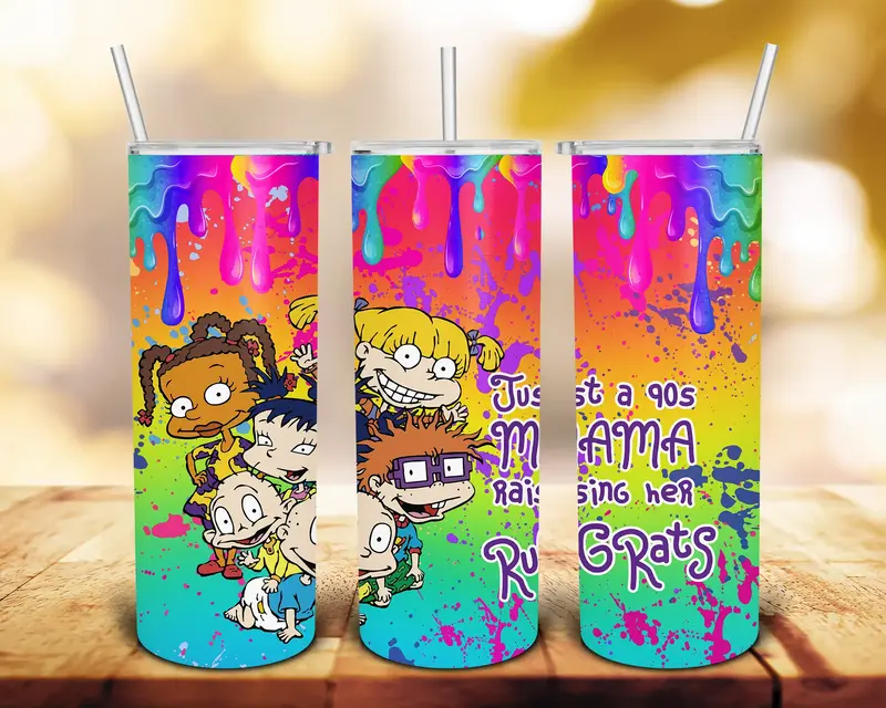 20oz 90s Mama Skinny Tumbler with a Straw and Lid Reusable Washable Stainless