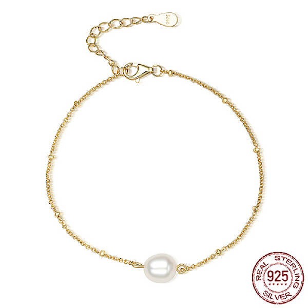 925 Sterling Silver Shell Pearl Link Bracelets