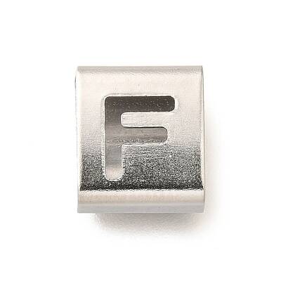 Letter Style 304 Stainless Steel Square Slide Charms
