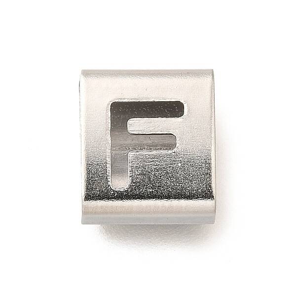 Letter Style 304 Stainless Steel Square Slide Charms