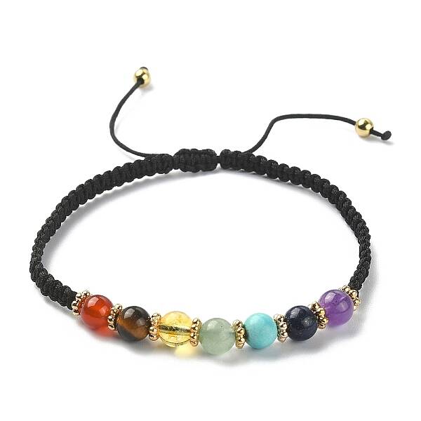 Natural & Synthetic Mixed Gemstone Braided Bead Bracelets