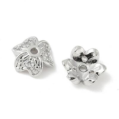 Brass Micro Pave Clear Cubic Zirconia Bead Cap