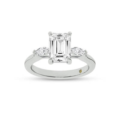 Maui Three Stone Emerald Cut Lab Grown Diamond Engagement Ring | 14K White Gold 4 1/2 CT. TW.