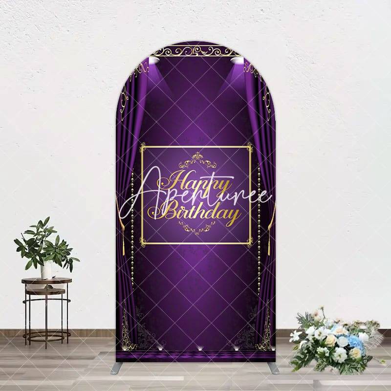 Aperturee Royal Purple Curtain Happy Birthday Arch Backdrop, 1.6X4FT(0.5X1.2M), 38.18 USD, arch backdrop kit, GHJ07403-A