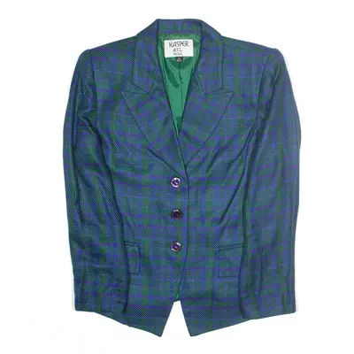 KASPER Petite Blazer Jacket Green Check Womens S