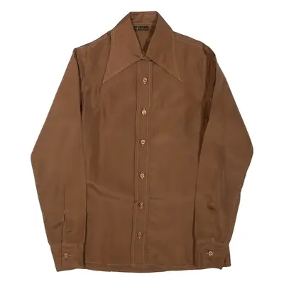 Womens Shirt Brown Collared Long Sleeve M