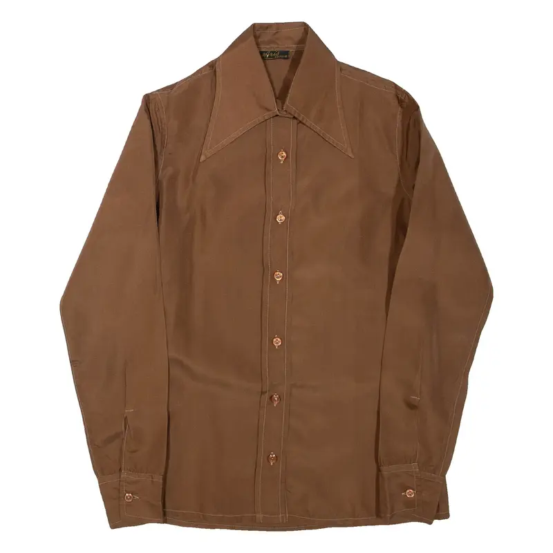 Womens Shirt Brown Collared Long Sleeve M