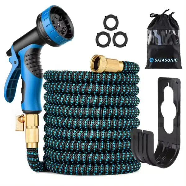 Expandable Garden Hose with 10 Functions Spray Gun - 4 Layers Latex Inner Tube - Portable & Tangle-Free Water Hose, Outdoor W...