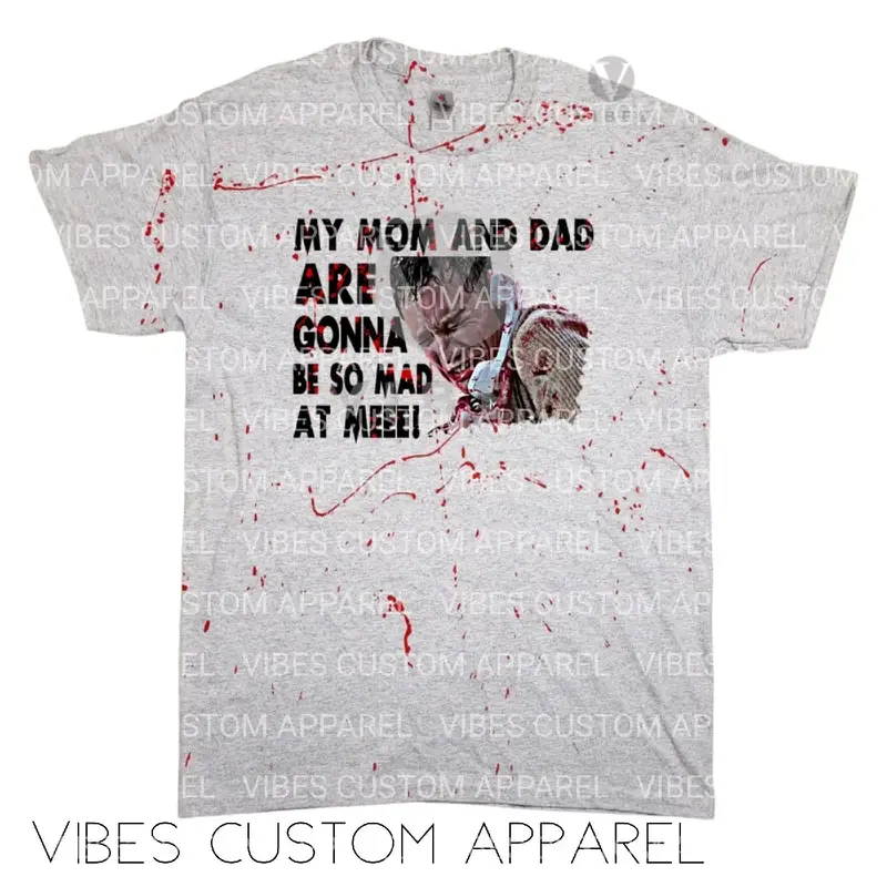 My Mom And Dad Are Gonna Be So Mad At Me Stu Macher Scream Blood Splatter Grey Sweatshirt T-Shirt Long Sleeve Halloween Shirt