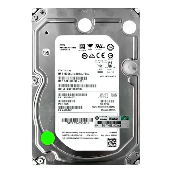834033-001 HP 8TB 7200RPM SAS 12Gb/s Midline 3.5-inch Hard Drive