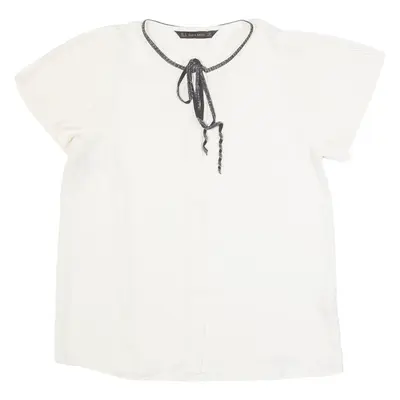 ZARA Womens Blouse White Ruffle Sleeve M