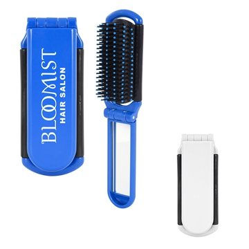 100 Custom Kwik-Fix Folding Brush With Mirror - Travel Size