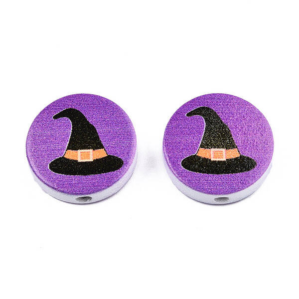 Halloween Printed Natural Wood Beads