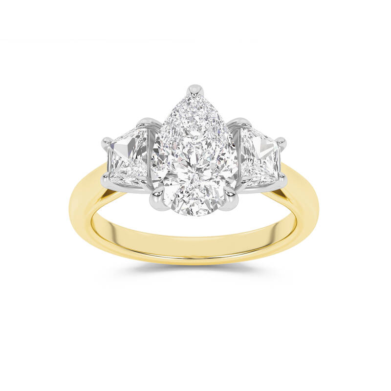 Amara Chand Lab Grown Pear Shape Diamond Engagement Ring |  Yellow Gold 1 3/4-4 3/4 CT. TW.