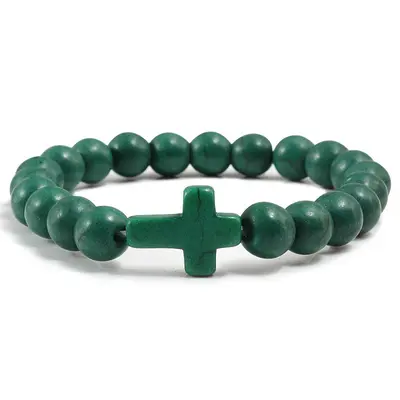 Blue Turquoise Cross Bracelet | Color: Dark green | Size: 21cm