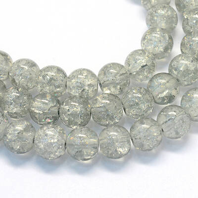 Baking Painted Transparent Crackle Glass Round Bead Strands