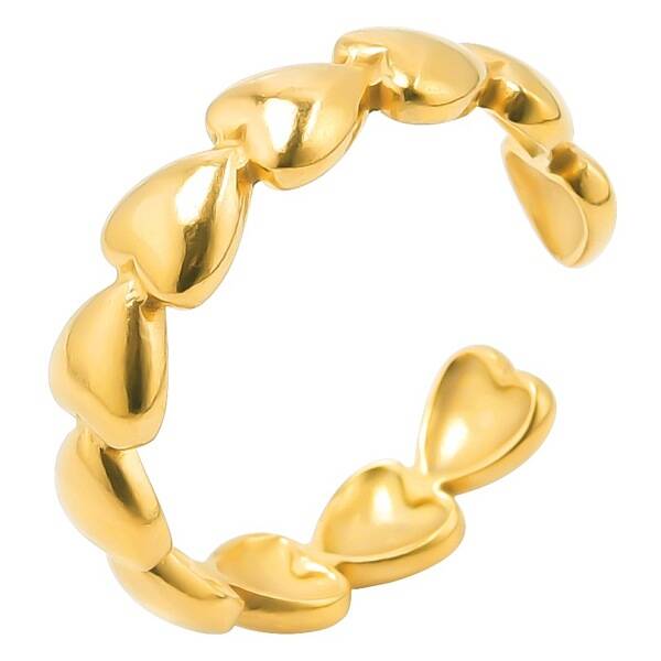 201 Stainless Steel Heart Wrap Open Cuff Ring for Valentine's Day