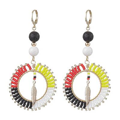 Bohemia Handmade Woven Glass Seed Beads Leverback Earrings