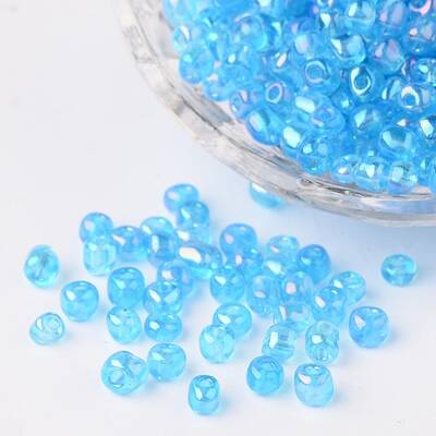 6/0 Transparent Rainbow Colours Round Glass Seed Beads