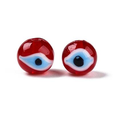 Handmad Evil Eye Round Lampwork Beads