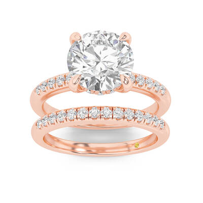 Aurelia Lab Grown Round Diamond Engagement Ring with the BonBon Quarter Coverage Wedding Band | 18K Rose Gold 3 1/2 ct. tw.