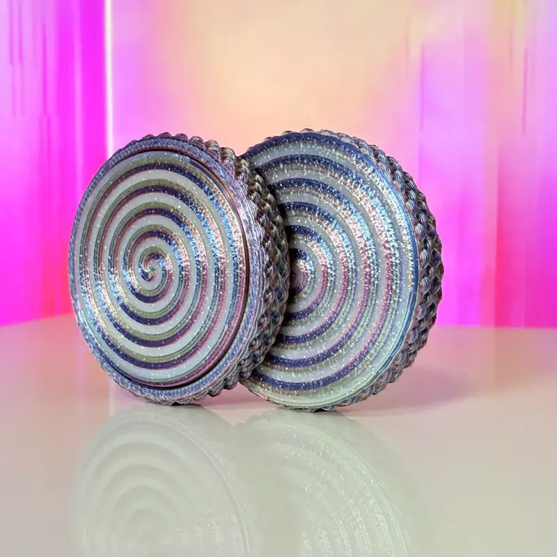 FlipStack | Hypnotic Spiral | EDC Flip Tricks Premium Fidget -Dual Sided Magnetic Slider - Haptic Pop Coin