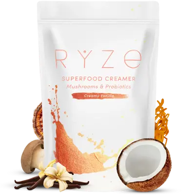 RYZE Superfood Probiotic Coffee Creamer with 6 Organic Adaptogenic Mushrooms & Probiotics for Energy, Focus, Digestion with U...