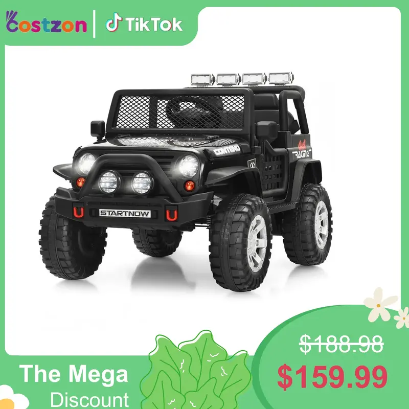 Costzon Ride on Car, 12V Battery Powered Truck Vehicle with Remote Control, Spring Suspension, Headlights, Music, Horn, MP3, ...