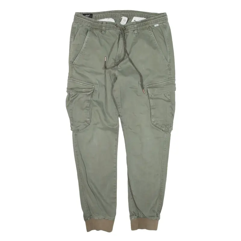 REELL Cargo Trousers Green Regular Tapered Womens W34 L28