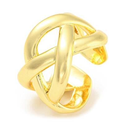 Rack Plating Brass Criss Cross Open Cuff Rings