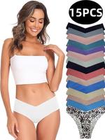J  Women's seamless thongs breathable and skin-friendly 15pcs low-waist comfortable and elastic for fitness, dating, and home...