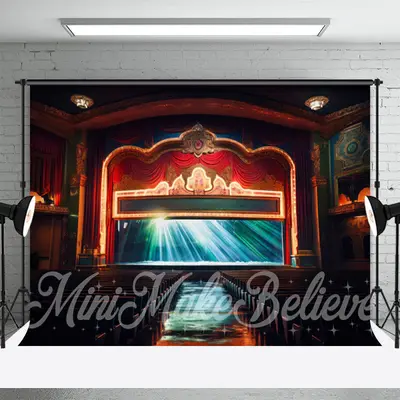 Dim Grand Theater Stage Red Green Light Backdrop - Aperturee
