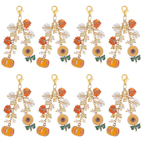 8Pcs Thanksgiving Day Alloy & Acrylic Pendant Decorations