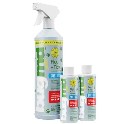 BugMD Flea and Tick Concentrate (3.7 oz, 2-Pack) – Natural Essential Oil Spray for Fleas, Ticks, and Mites in Pets, Safe fo...