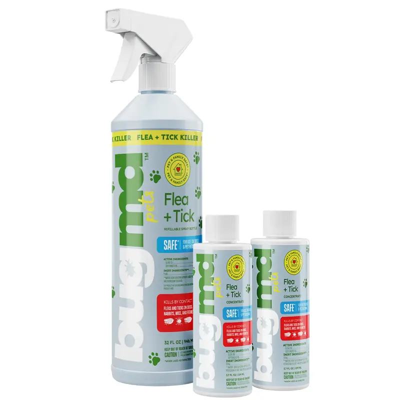 BugMD Flea and Tick Concentrate (3.7 oz, 2-Pack) – Natural Essential Oil Spray for Fleas, Ticks, and Mites in Pets, Safe fo...