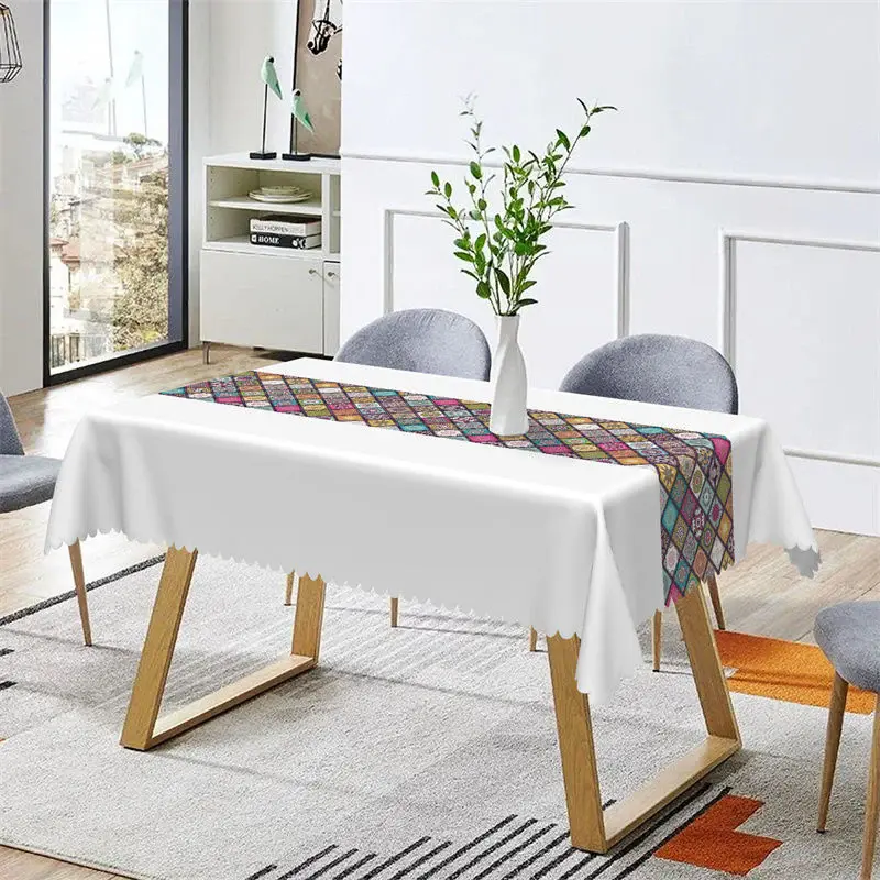Colorful Mandala Ethnic Plaid Rectangle Tablecloth - Aperturee