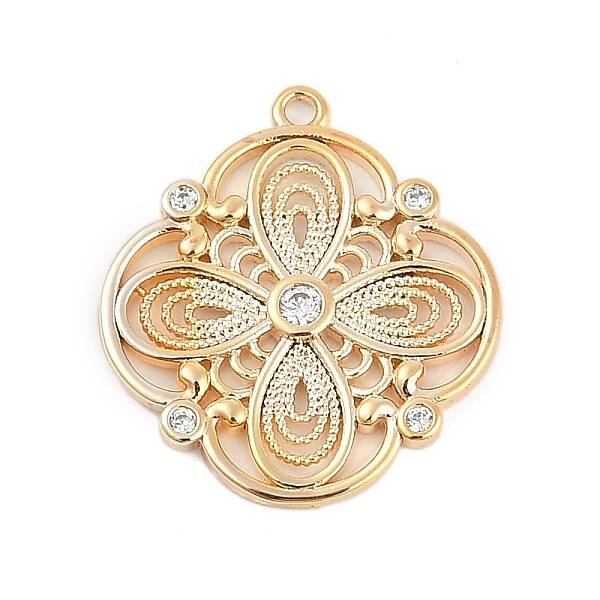 Brass Micro Pave Cubic Zirconia with Glass Pendants