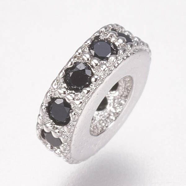 Brass Micro Pave Cubic Zirconia Bead Spacers