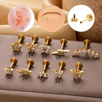 316L Surgical Stainless Steel Micro Pave Clear Cubic Zirconia Labrets