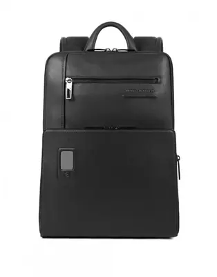 Piquadro, Pockets, leather, leather backpack, black, men