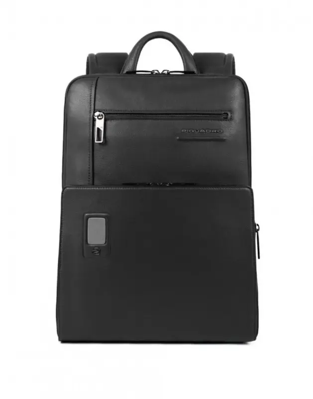 Piquadro, Pockets, leather, leather backpack, black, men