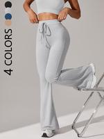 Women's Solid Color  Flare Leg Stretchy High Waist Sports Leggings, Casual Comfortable Breathable Bell Bottom Trousers for Yo...