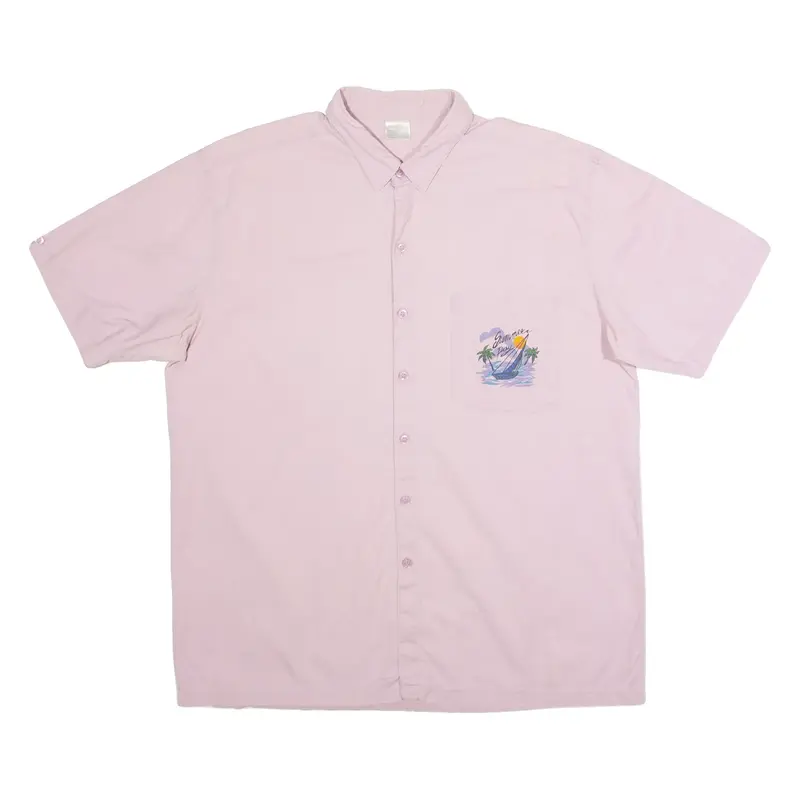 Summer Day Mens Plain Shirt Pink 90s XL